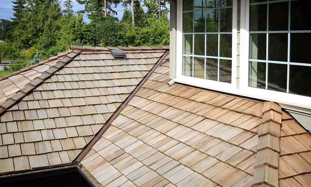 wood shake roof in natural wood color residential roofing services Skyline Contracting in Gainesville, GA